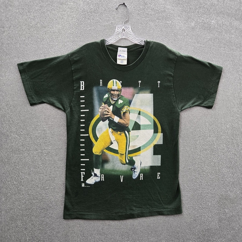 VINTAGE Green Bay Packers Men Shirt‎ M Single Stitch Brett Favre 4 90s USA